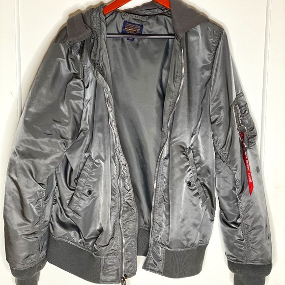 Alpha Silver Grey Industry Bomber Jacket - XL - Picture 1 of 6